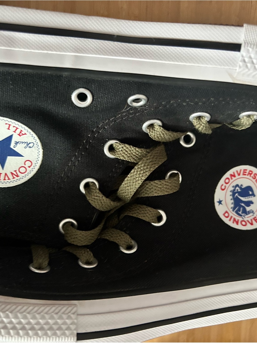 Converse Black Canvas Low-Top Sneakers with Olive Laces
